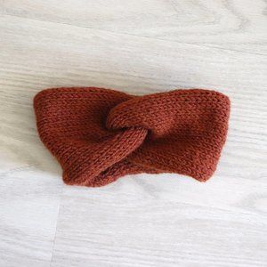 Burnt orange chunky knit turban